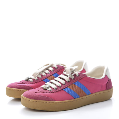 Gucci Nylon Suede Web Womens G74 Sneakers 36 Box Pink Old Rose Bright Splash 3 of 10