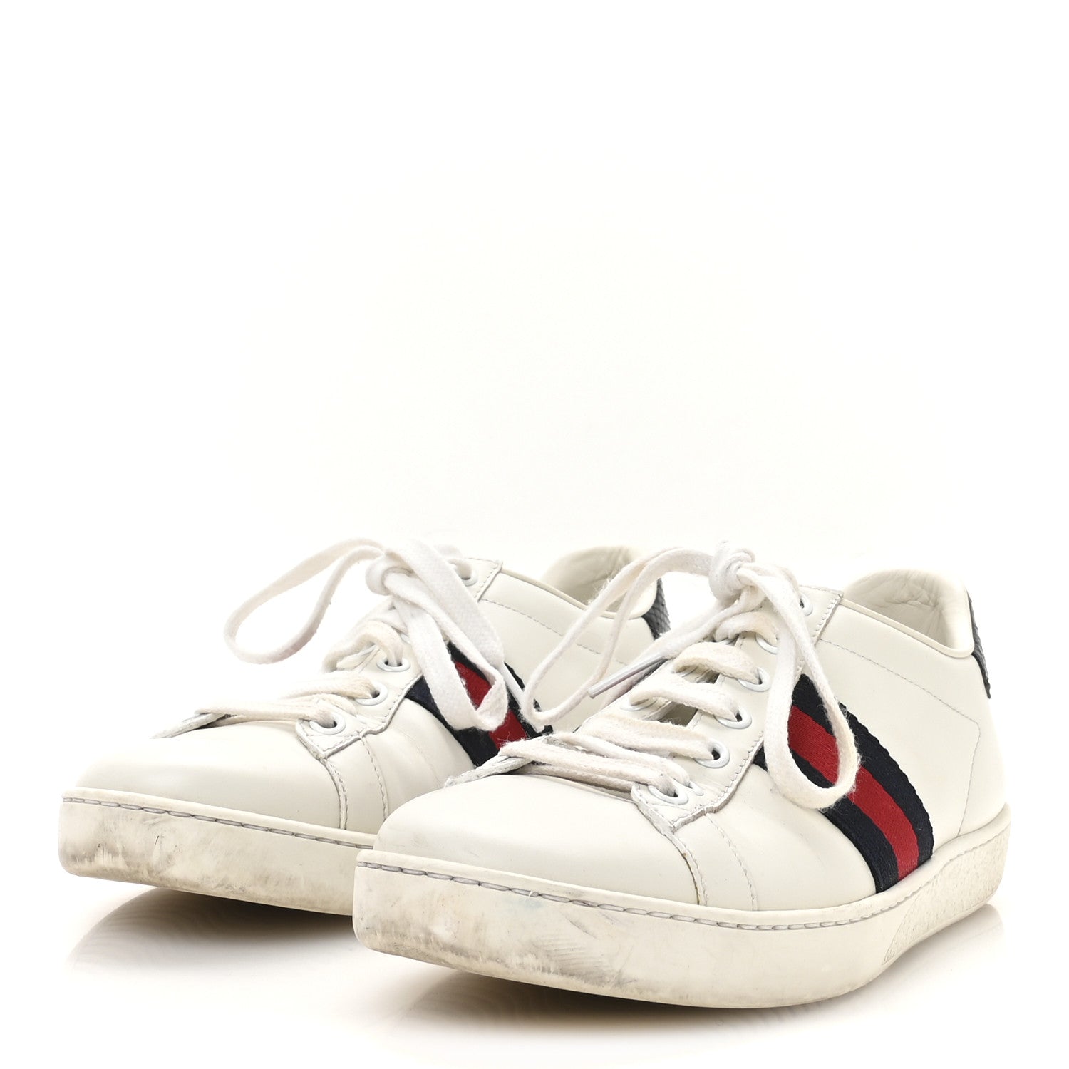 Gucci Calfskin Ayers Web Womens Ace Sneakers 37 White Blue 4 of 8