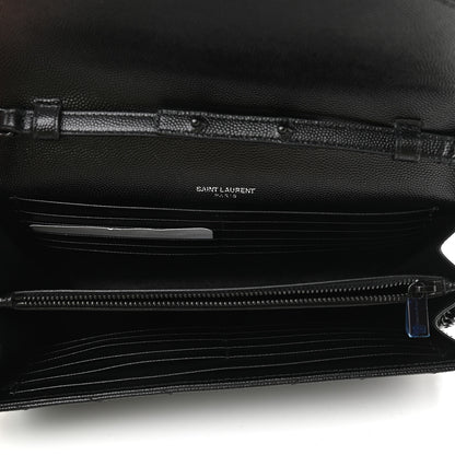 Saint Laurent Grain De Poudre Matelasse Chevron Monogram Chain Wallet Black 5 of 8