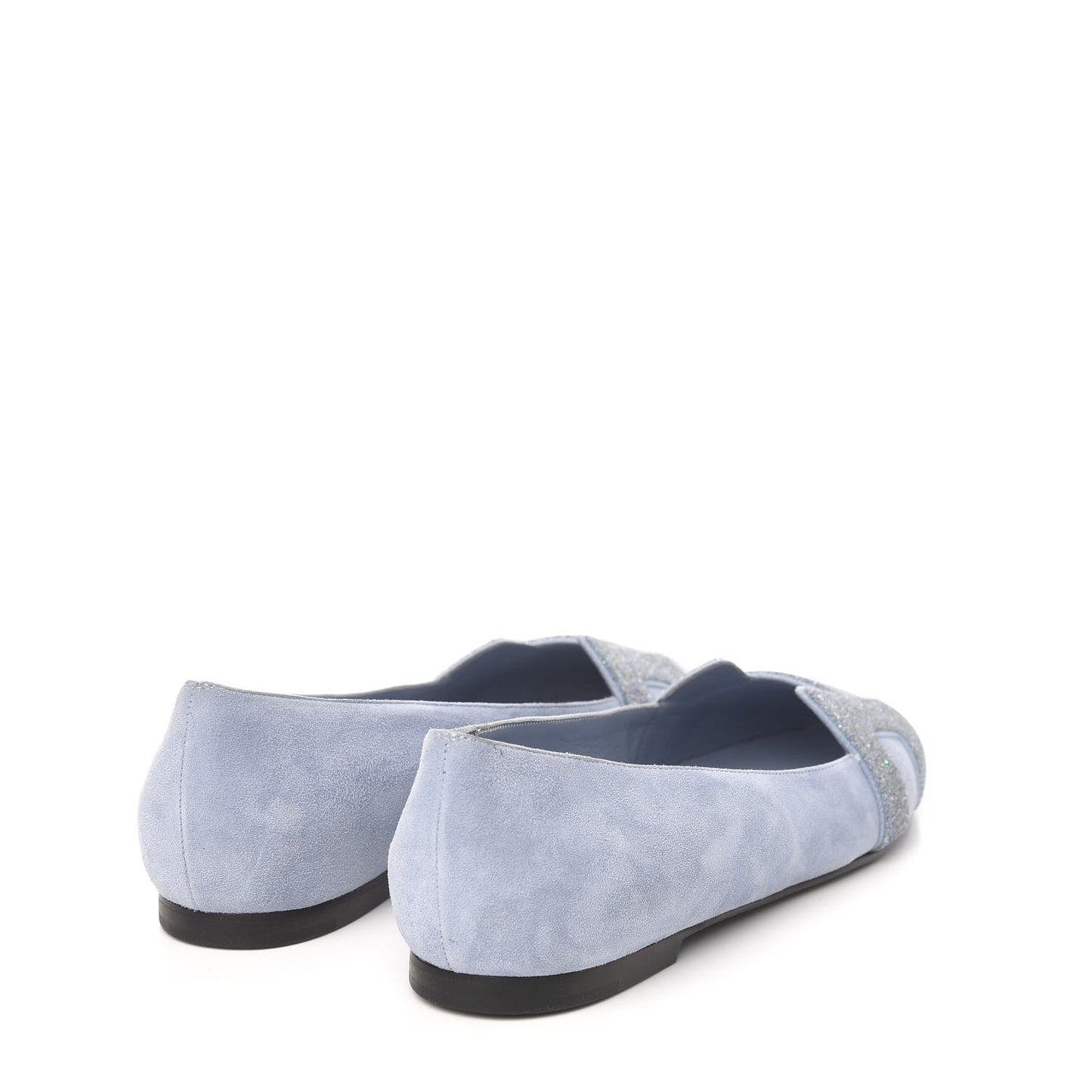 Suede Goatskin Crystal Powdered Nice Ballerina Flats 38 Bleu Glacier