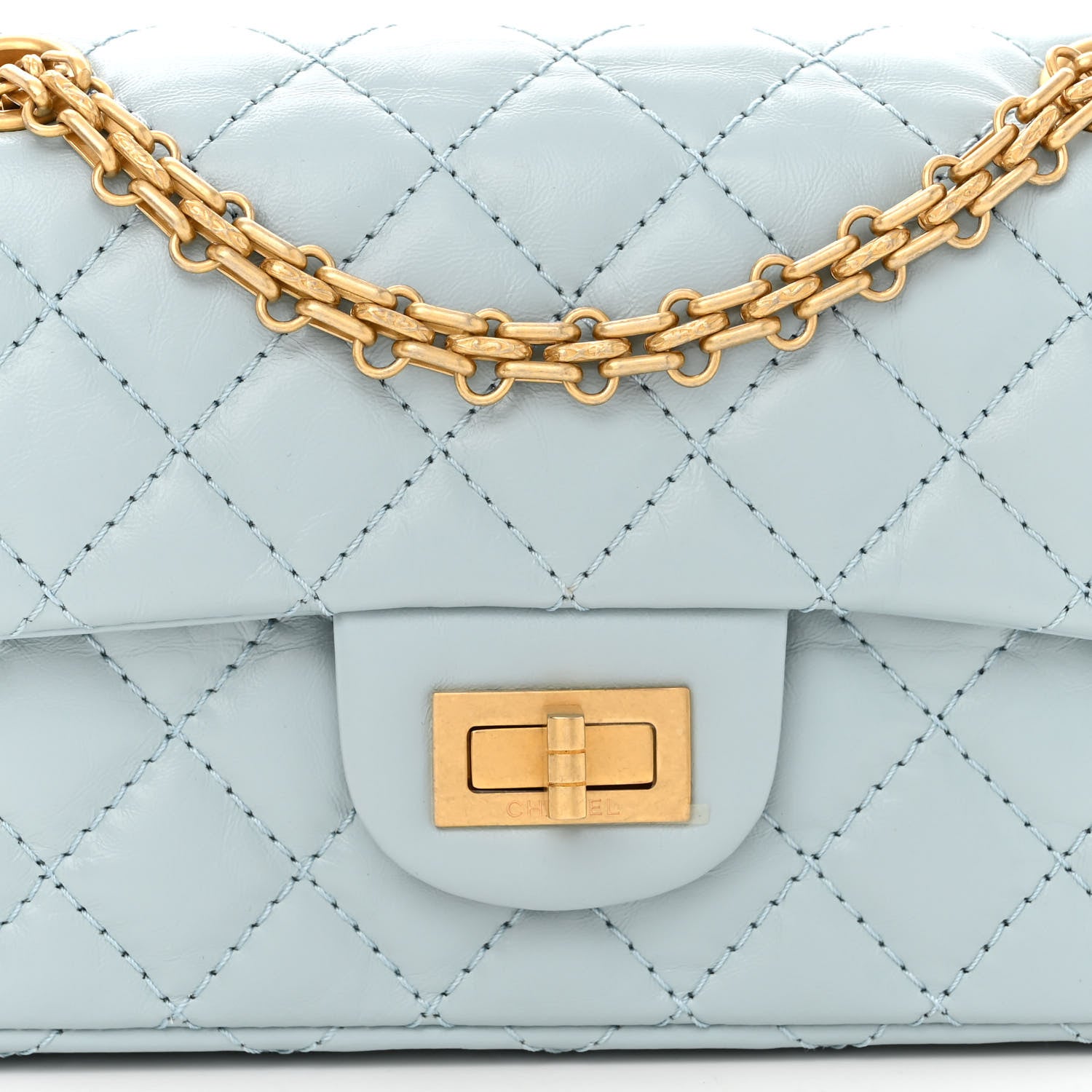 Chanel Aged Calfskin Quilted 2.55 Reissue Mini Flap Light Blue 8 of 10