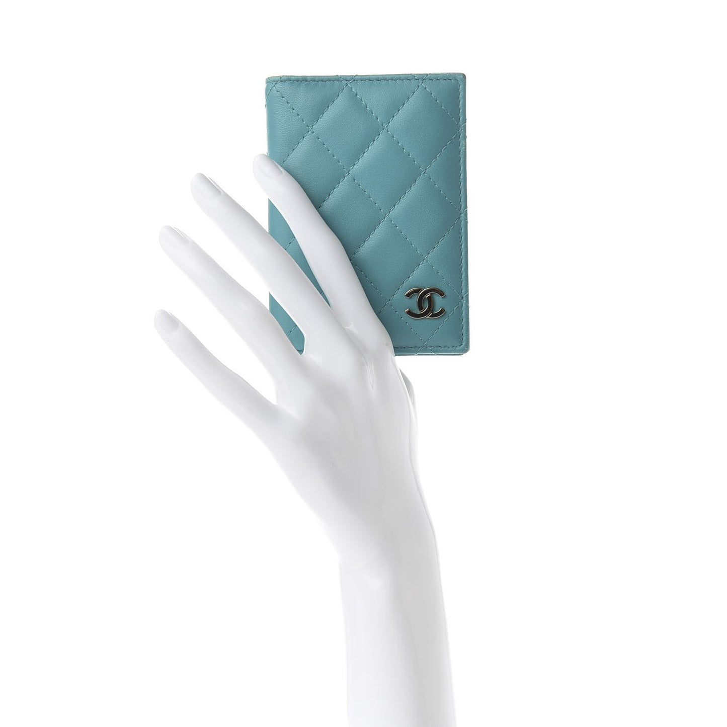 Lambskin Quilted Card Holder Wallet Turquoise