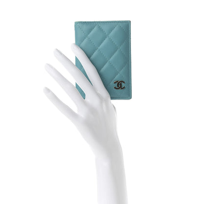 Chanel Lambskin Quilted Card Holder Wallet Turquoise 2 of 8