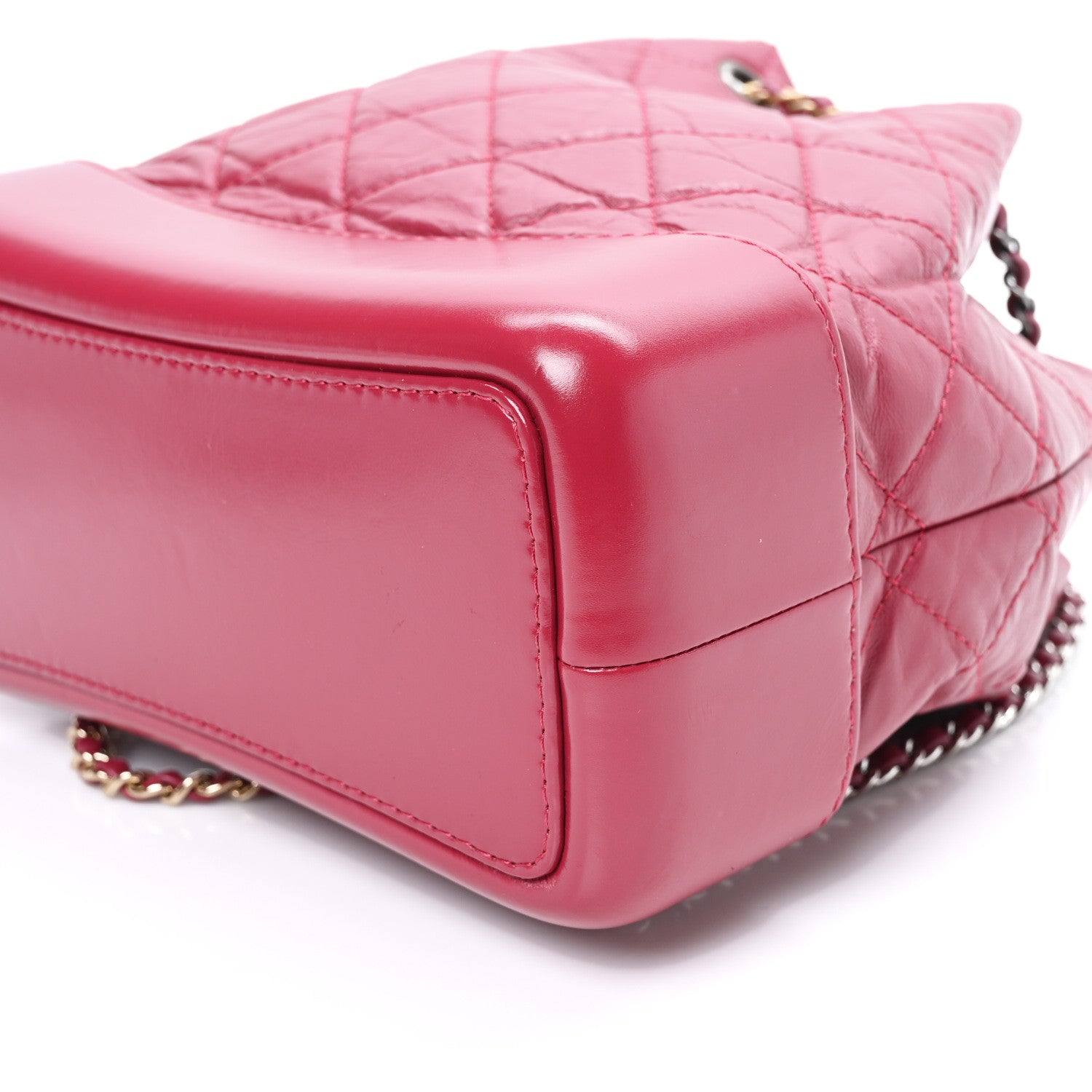 Chanel Aged Calfskin Quilted Small Gabrielle Backpack Dark Pink 10 of 12