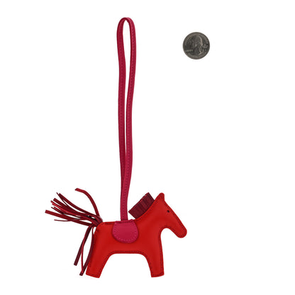 Hermes Milo Lambskin Grigri Rodeo Horse Bag Charm PM Rouge Indien Rubis Rose Mexico 2 of 4