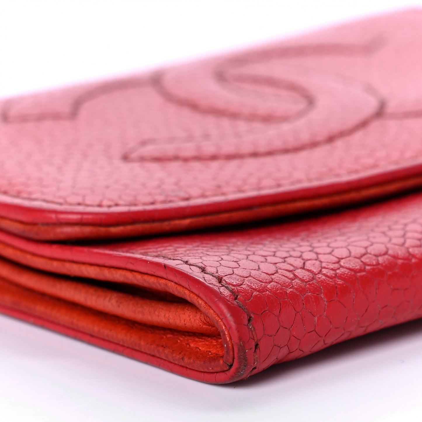 Caviar Timeless CC Card Holder Flap Wallet Dark Red