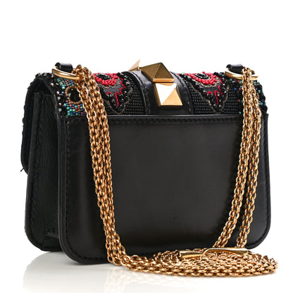 Valentino Garavani Vitello Beaded Small Glam Lock Rockstud Flap Black 3 of 13
