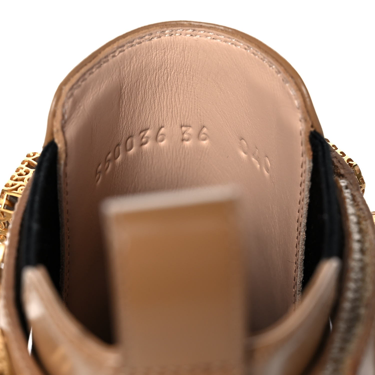 Gucci Calfskin Crystal GG Trip Chelsea Ankle Boots 36 Natural Tan 8 of 12