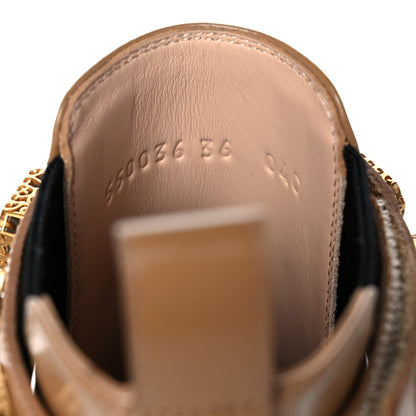 Gucci Calfskin Crystal GG Trip Chelsea Ankle Boots 36 Natural Tan 8 of 12