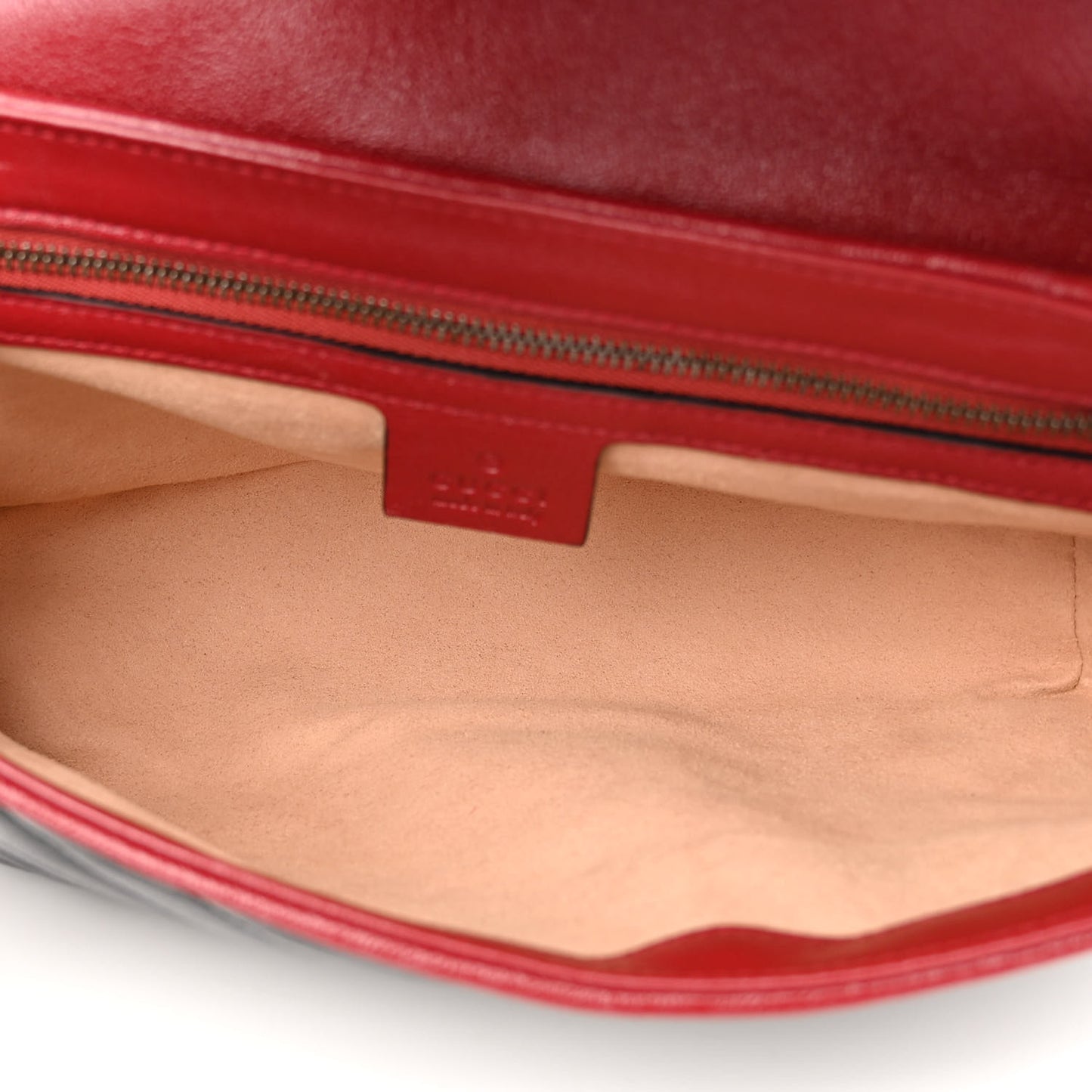 Vintage Effect Calfskin Matelasse Diagonal Small Torchon GG Marmont Shoulder Bag Black Romantic Cherry