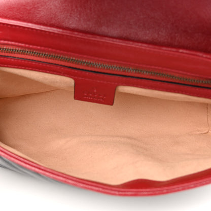 Gucci Vintage Effect Calfskin Matelasse Diagonal Small Torchon GG Marmont Shoulder Bag Black Romantic Cherry 5 of 10