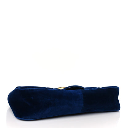 Gucci Velvet Matelasse Medium GG Marmont Shoulder Bag Cobalt Blue 4 of 9