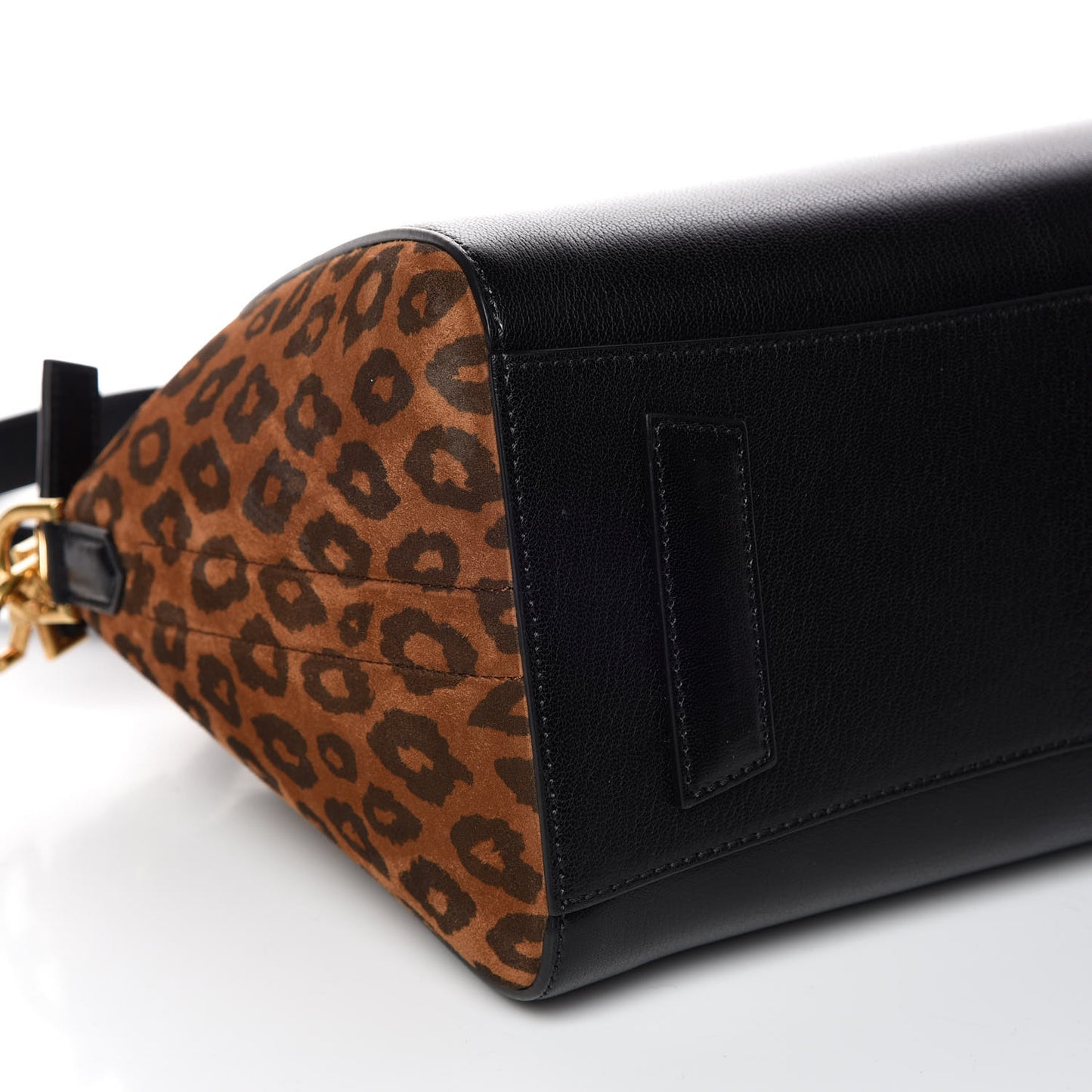 Calfskin Suede Leopard Print Small Antigona Black