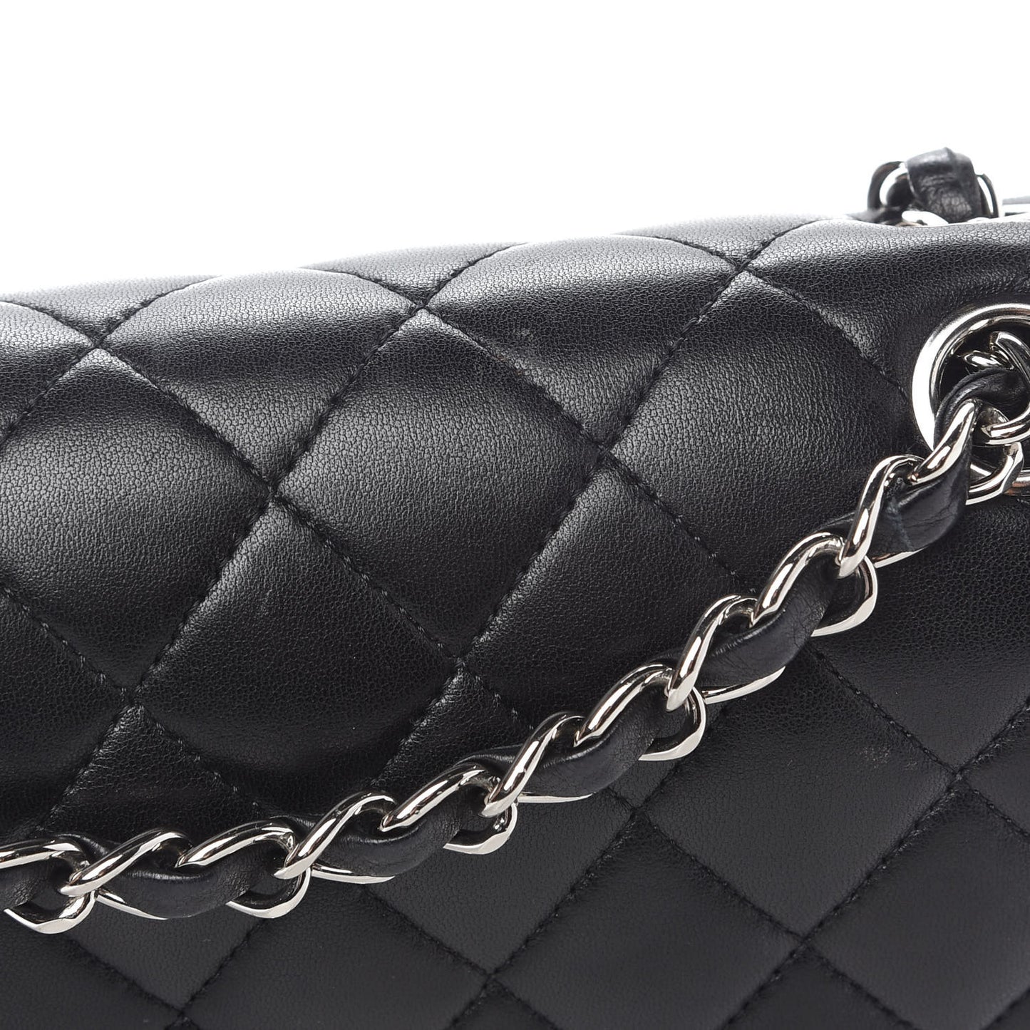Lambskin Quilted Medium Double Flap Black