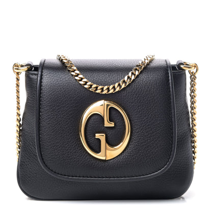 Gucci Pebbled Calfskin Small 1973 Chain Shoulder Bag Black 1 of 4