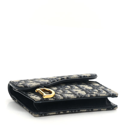 Christian Dior Oblique Saddle Card Holder Blue 3 of 6
