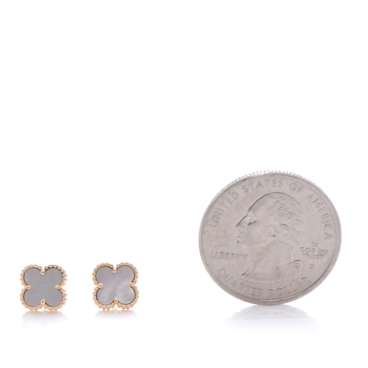 Van Cleef & Arpels 18K Yellow Gold Mother of Pearl Sweet Alhambra Earrings 2 of 7