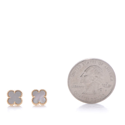 Van Cleef & Arpels 18K Yellow Gold Mother of Pearl Sweet Alhambra Earrings 2 of 7