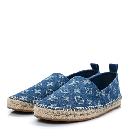 Louis Vuitton Monogram Denim Starboard Espadrille Flats 38.5 Blue 2 of 8