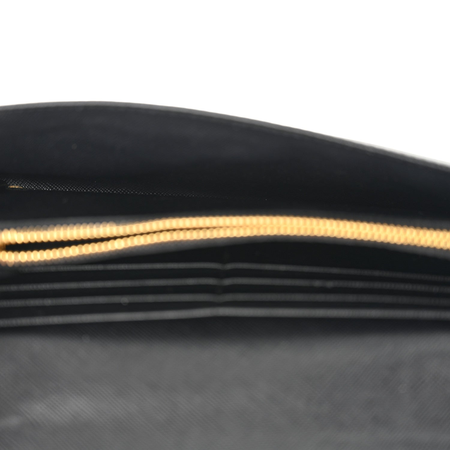 Prada Saffiano Metal Oro Chain Wallet Black 5 of 14