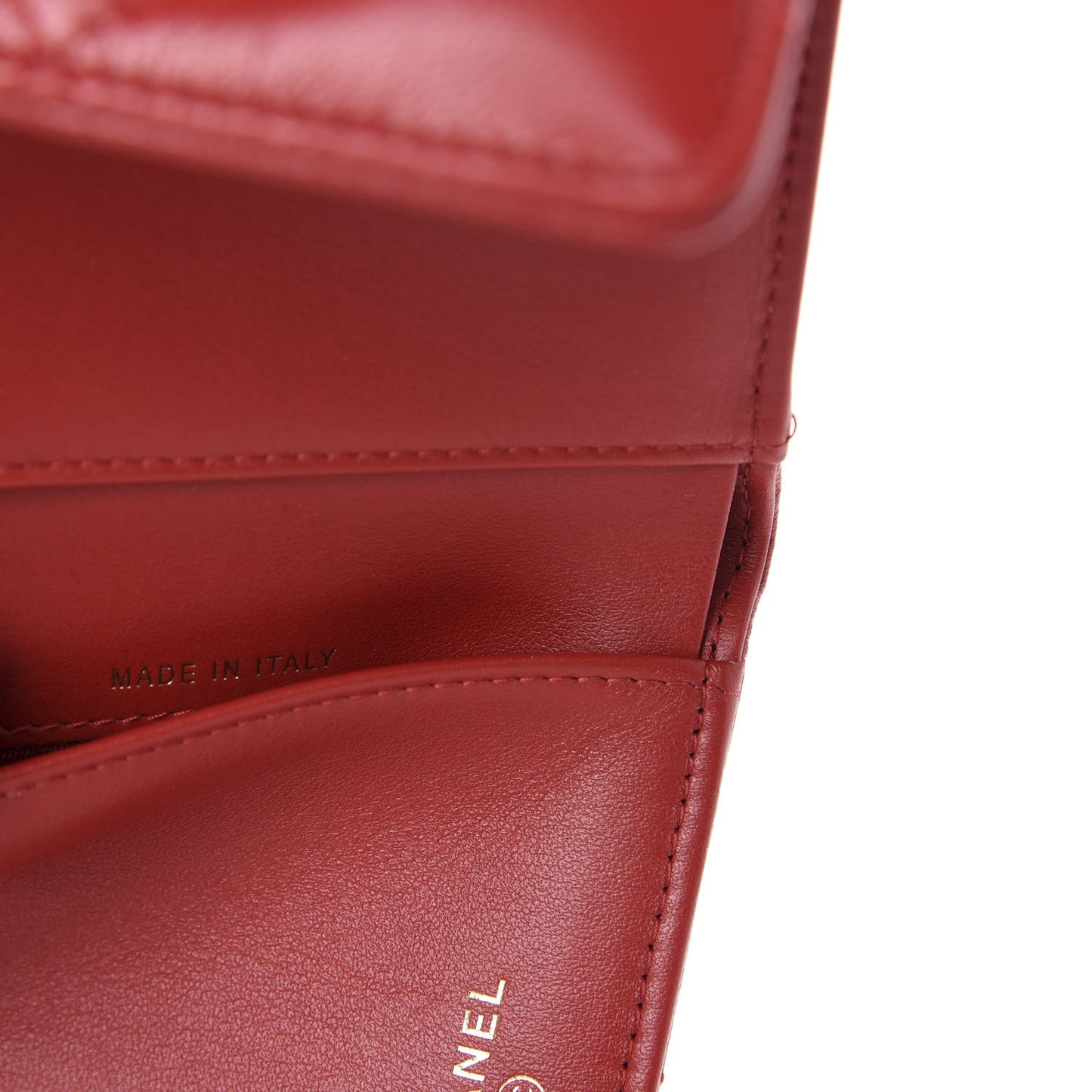 Goatskin Quilted 19 Small Flap Wallet Red