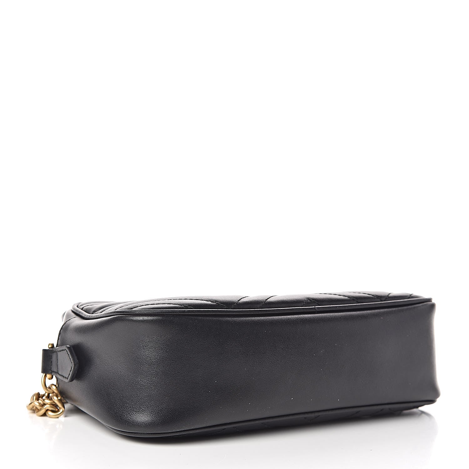 Gucci Calfskin Matelasse Small GG Marmont Chain Shoulder Bag Black 4 of 13