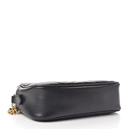 Gucci Calfskin Matelasse Small GG Marmont Chain Shoulder Bag Black 4 of 13