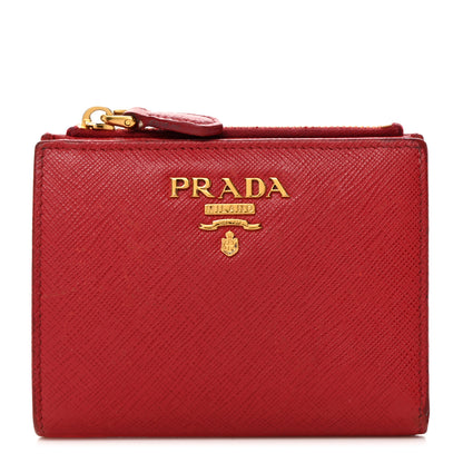 Prada Saffiano Zip Top Compact Wallet Fuoco 1 of 12