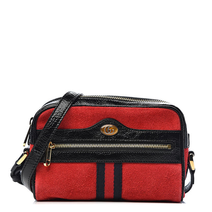Gucci Suede Patent Web Mini Ophidia Shoulder Bag Red 1 of 12
