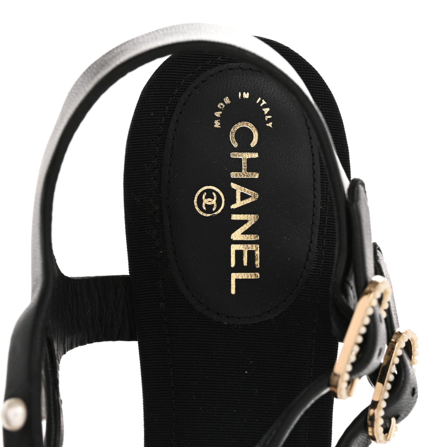 Lambskin Pearl Thong Sandals 38.5 Black