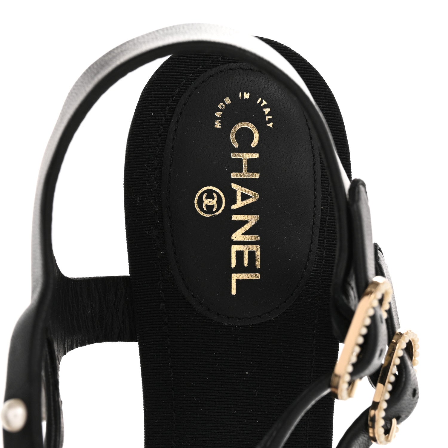 Chanel Lambskin Pearl Thong Sandals 38.5 Black 7 of 8