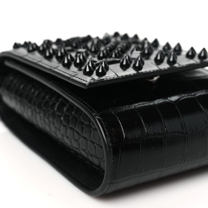 Christian Louboutin Crocodile Embossed Calfskin Spikes Loubinthesky Paloma Crossbody Phone Case Black 9 of 10
