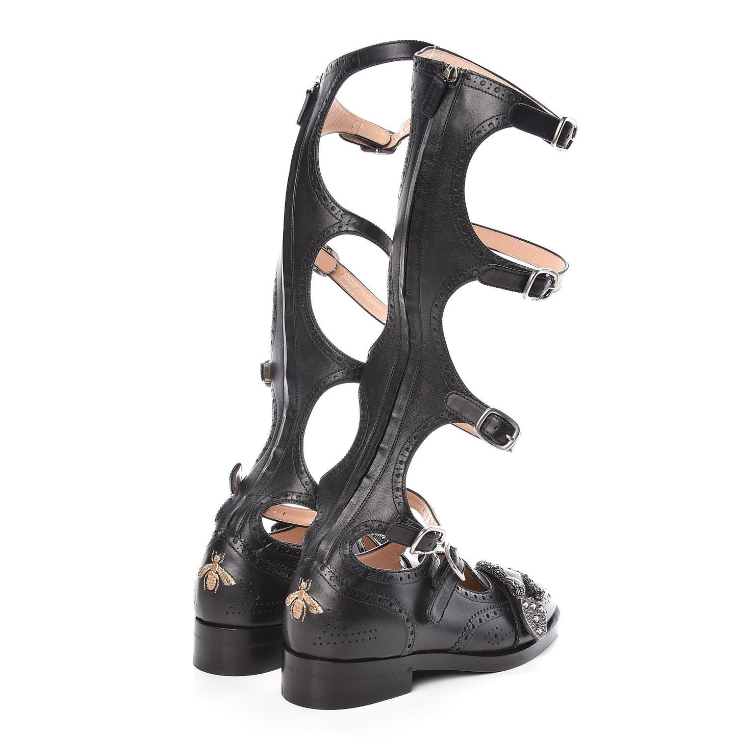 Calfskin Queercore Brogue Knee High Boots 38 Black