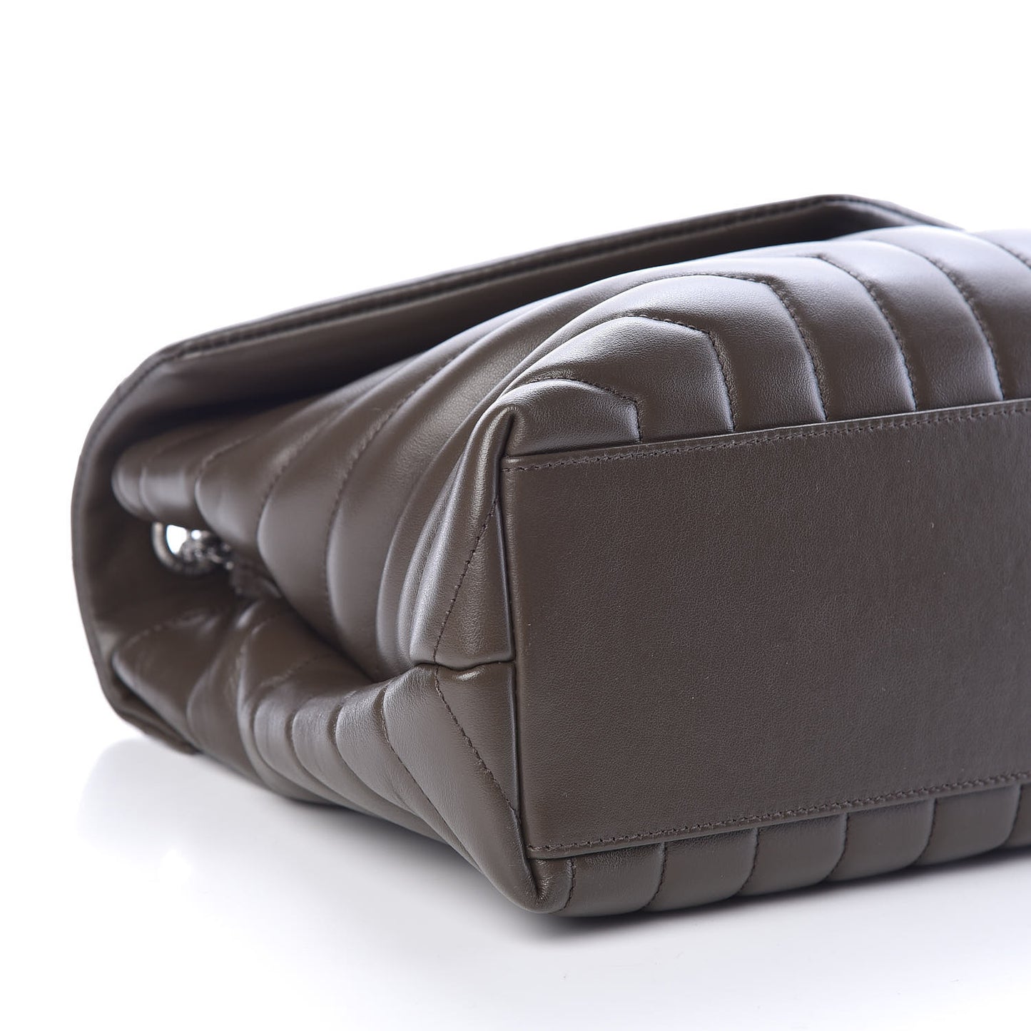 Calfskin Y Quilted Monogram Medium Loulou Chain Satchel Kaki Fonce