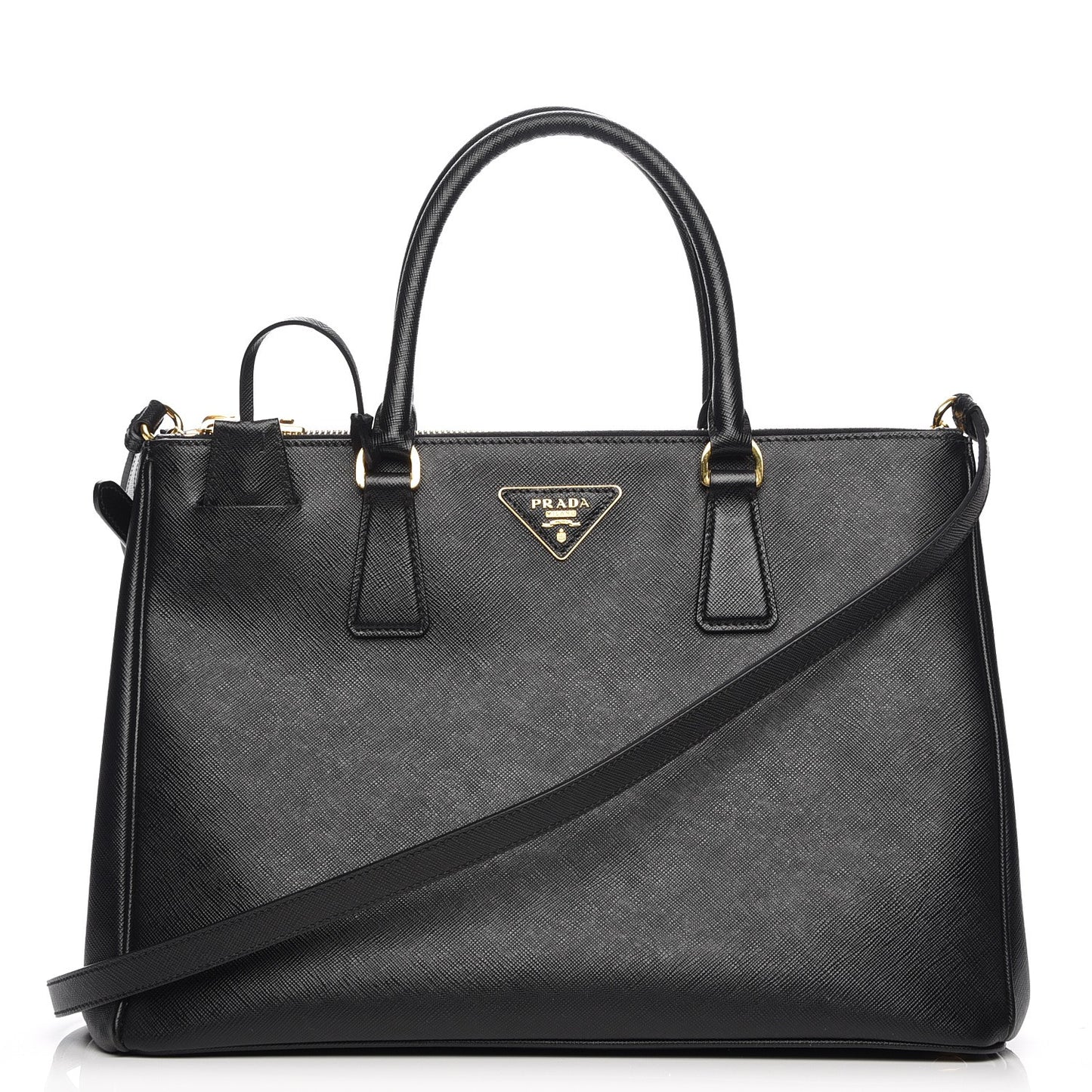Saffiano Medium Galleria Double Zip Tote Black