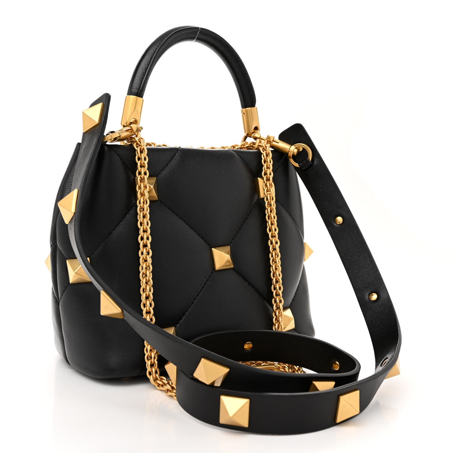 Nappa Small Roman Stud The Handle Bag Black