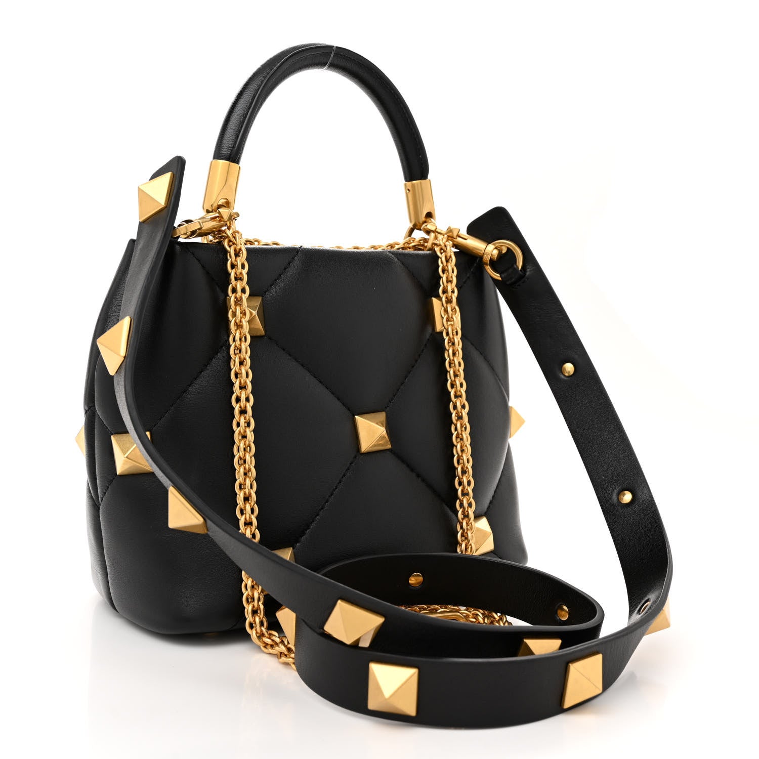 Valentino Garavani Nappa Small Roman Stud The Handle Bag Black 3 of 10