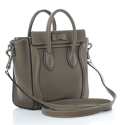 Celine Drummed Calfskin Nano Luggage Souris 3 of 11