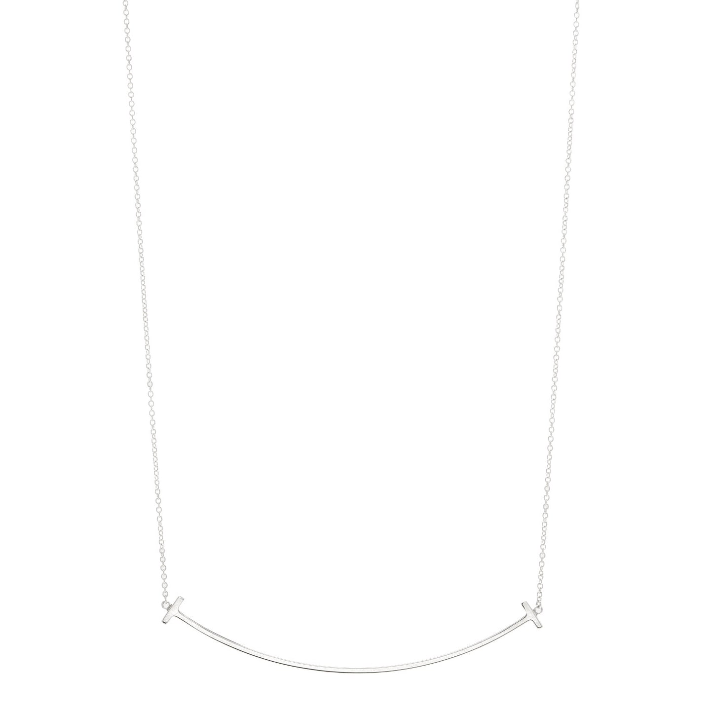 Sterling Silver Large T Smile Pendant Necklace