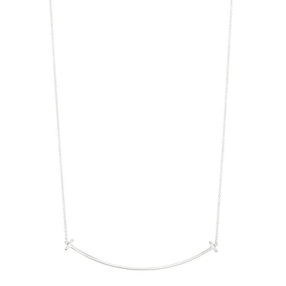 Tiffany Sterling Silver Large T Smile Pendant Necklace 1 of 5