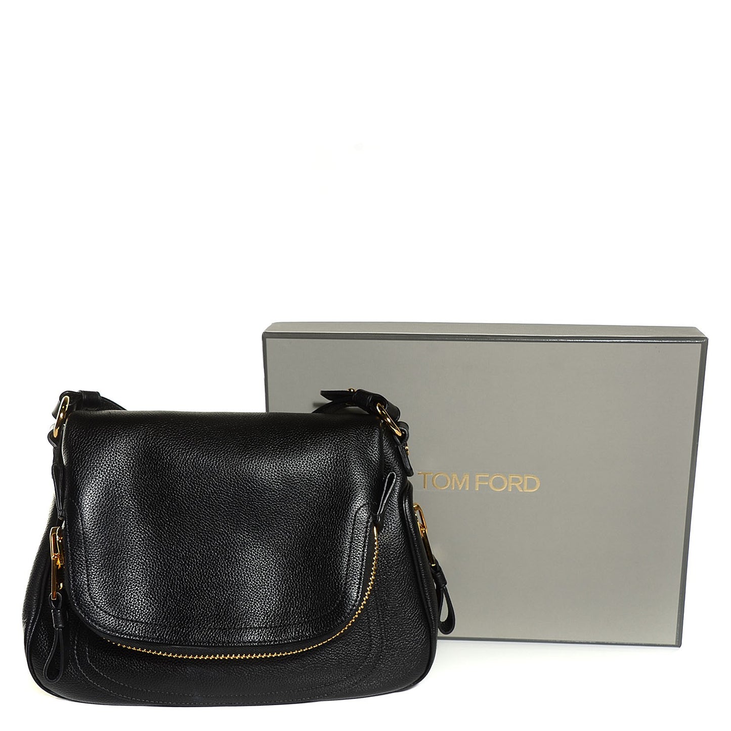 Grained Calfskin Medium Jennifer Crossbody Bag Black