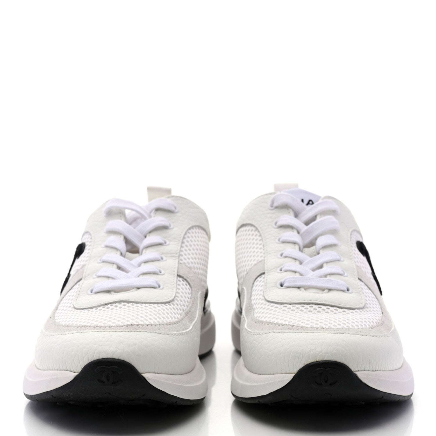 Chanel Calfskin Mesh Lycra Suede Womens Logo Sneakers 39 White 2 of 9