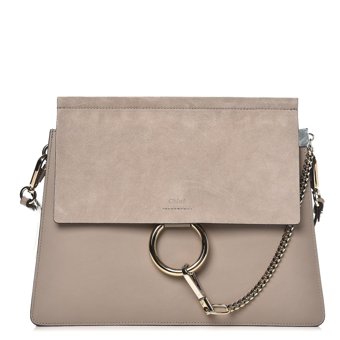Calfskin Suede Medium Faye Shoulder Bag Motty Grey