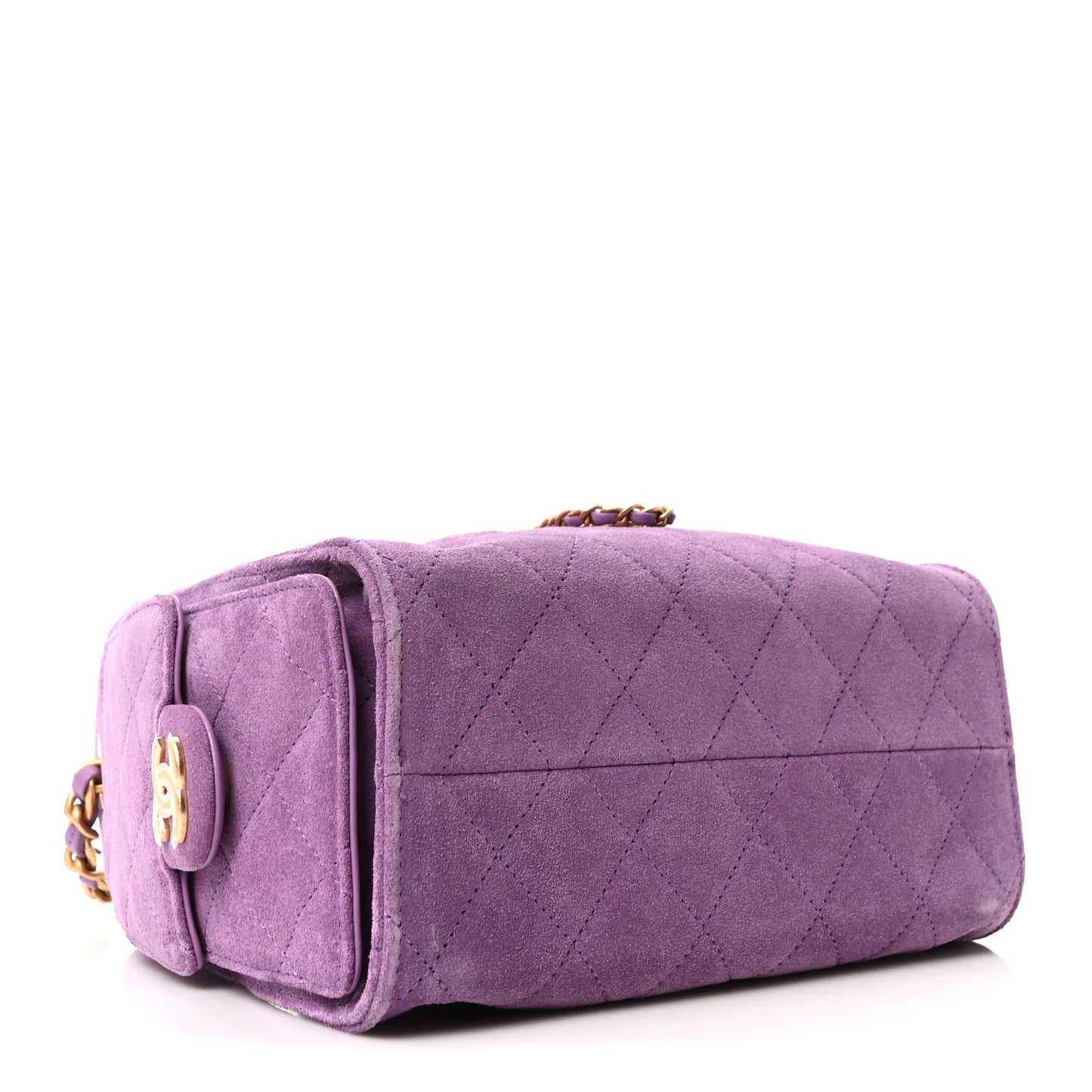 Suede Quilted Mini Chanel 25 Handbag Purple