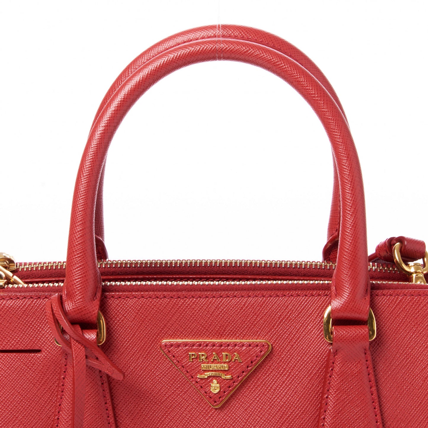 Saffiano Lux Small Galleria Double Zip Tote Fuoco