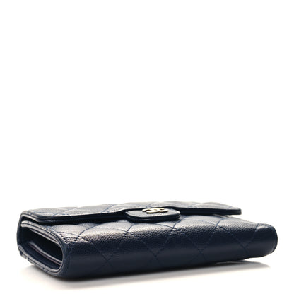Chanel Caviar Quilted Medium Flap Wallet Dark Blue 4 of 9