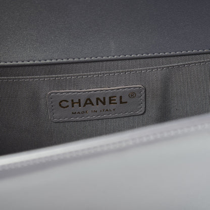Chanel Iridescent Patent Calfskin Quilted Medium Boy Flap Light Blue 5 of 10