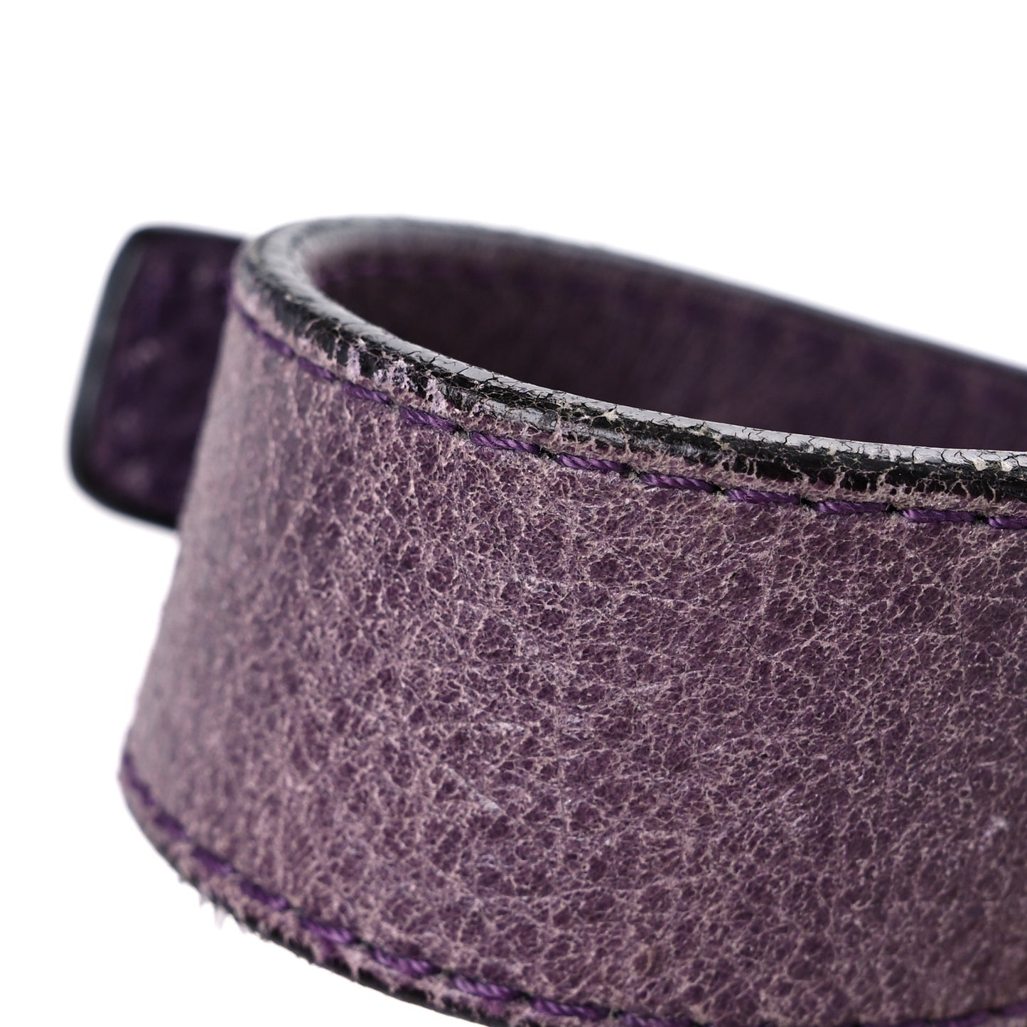 Glazed Calfskin Stitched On The Road Flap Purple