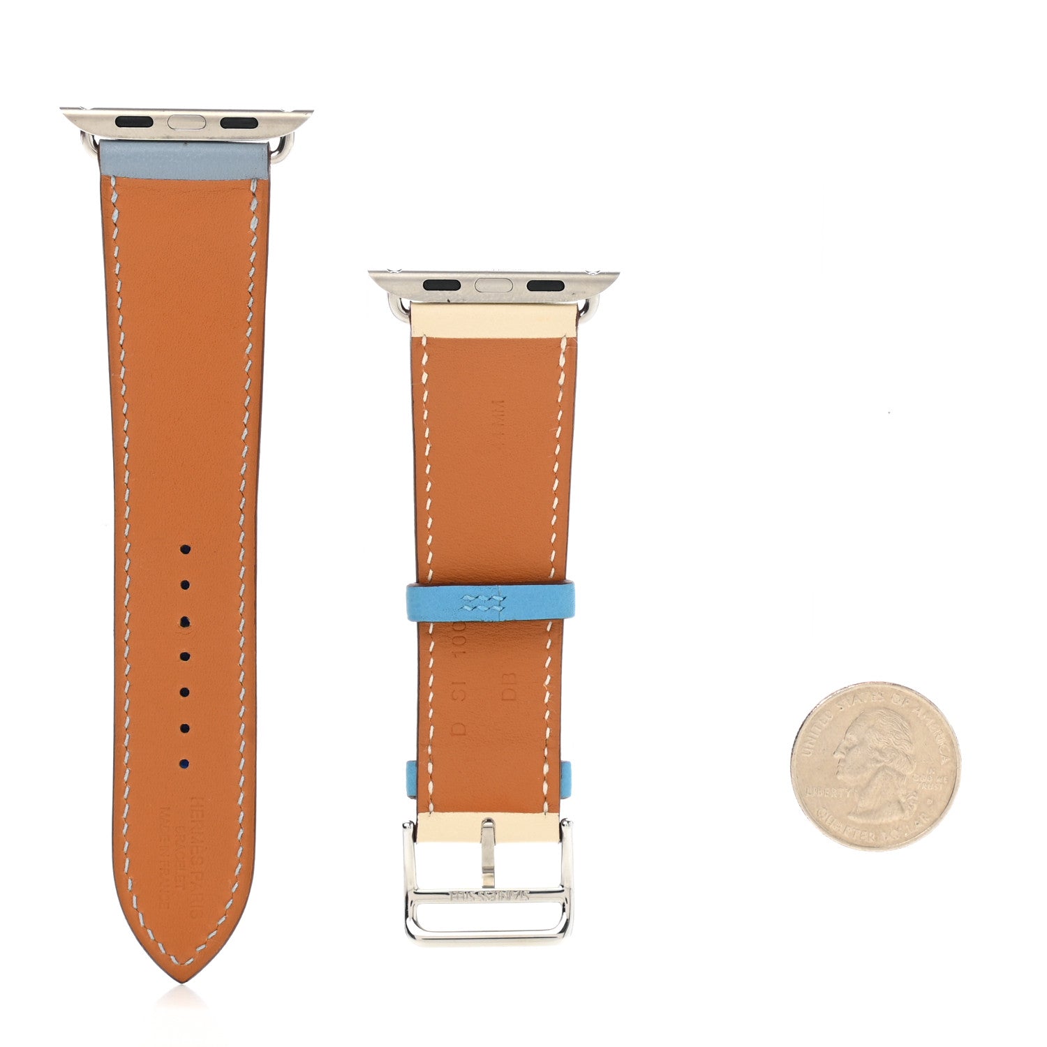 Hermes Swift 44mm Apple Watch Single Tour Bleu Lin Craie Bleu Du Nord 2 of 7