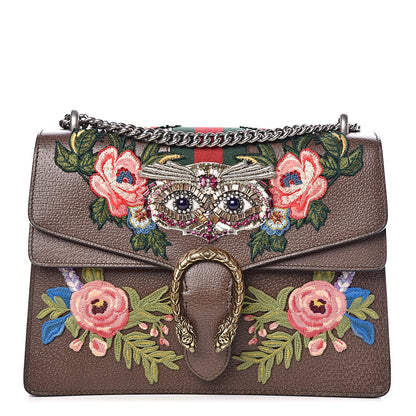 Gucci Calfskin Web Owl Embroidered Medium Dionysus Shoulder Bag New Acero Multicolor 1 of 10